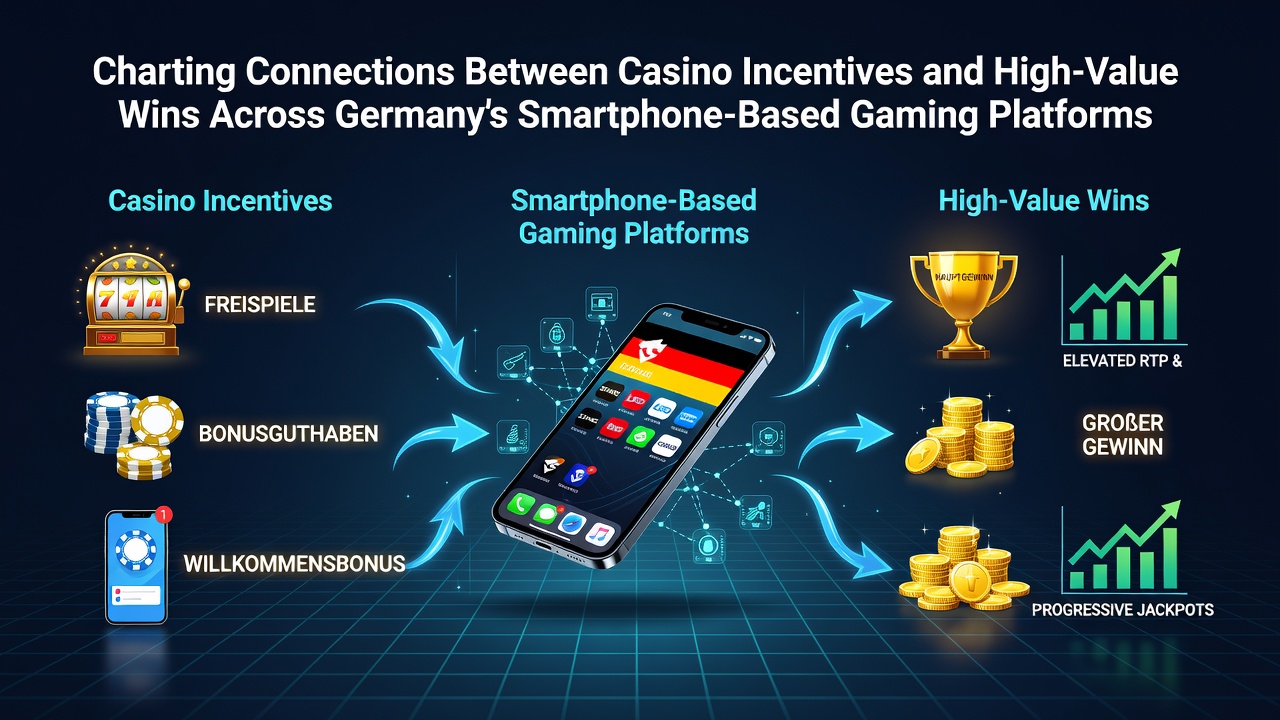 Grafik zeigt Verbindungen von Casino-Boni zu mobilen Gewinnmustern in Deutschland