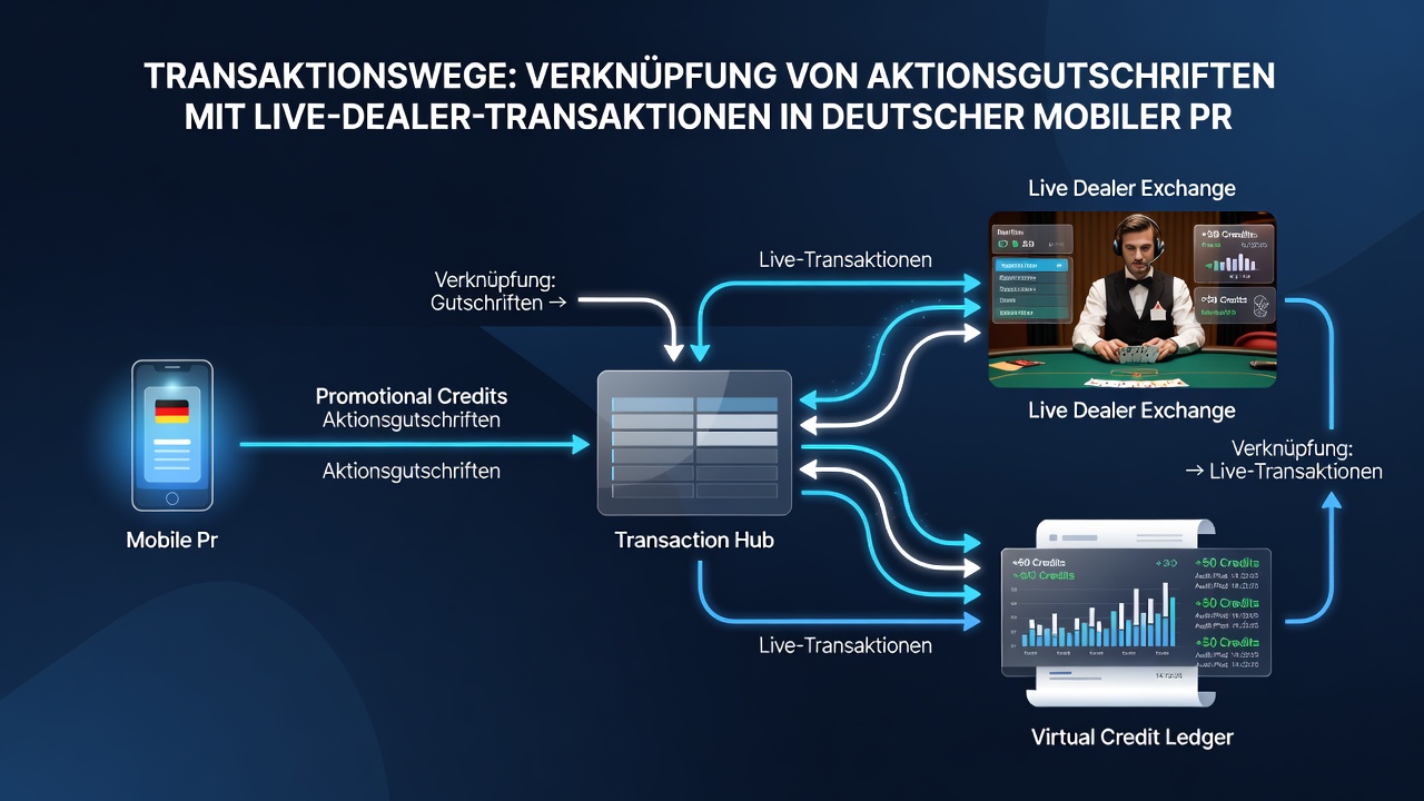 Detaillierte Darstellung von Transaktions-Trails zwischen Bonus-Credits und Live-Dealer-Austausch in progressiven mobilen Spielen