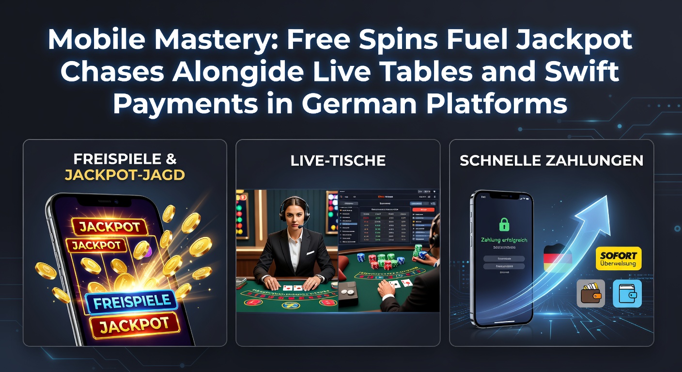 Smartphone mit Casino-App, das Free-Spins-Banner und einen progressiven Jackpot anzeigt, während ein Live-Dealer-Tisch im Hintergrund läuft